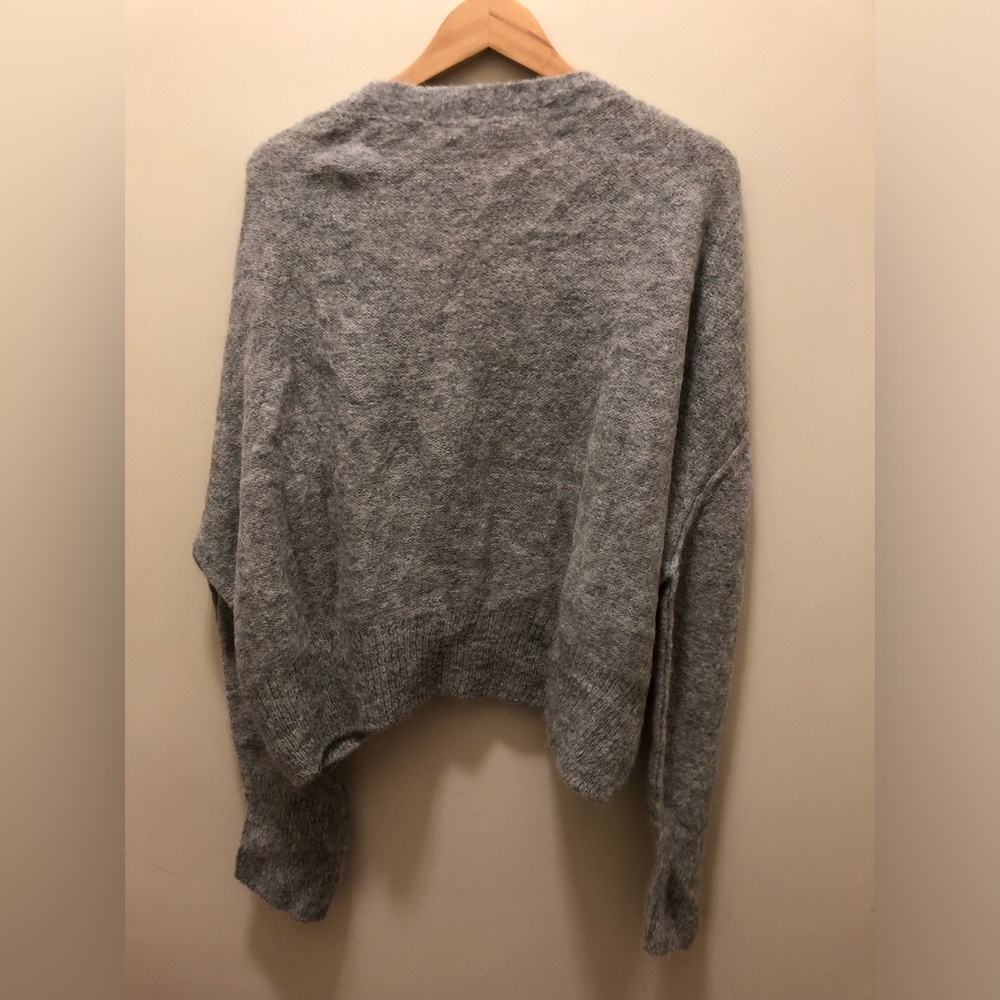 Free People Textured Grey Alpaca Blend Cardigan Medium - Picture 5 of 8